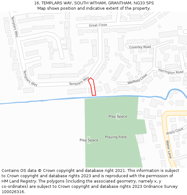 16, TEMPLARS WAY, SOUTH WITHAM, GRANTHAM, NG33 5PS: Location map and indicative extent of plot
