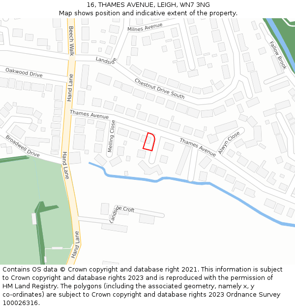 16, THAMES AVENUE, LEIGH, WN7 3NG: Location map and indicative extent of plot