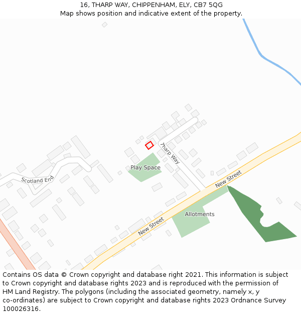 16, THARP WAY, CHIPPENHAM, ELY, CB7 5QG: Location map and indicative extent of plot