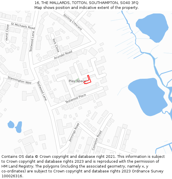 16, THE MALLARDS, TOTTON, SOUTHAMPTON, SO40 3FQ: Location map and indicative extent of plot