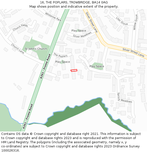 16, THE POPLARS, TROWBRIDGE, BA14 0AG: Location map and indicative extent of plot