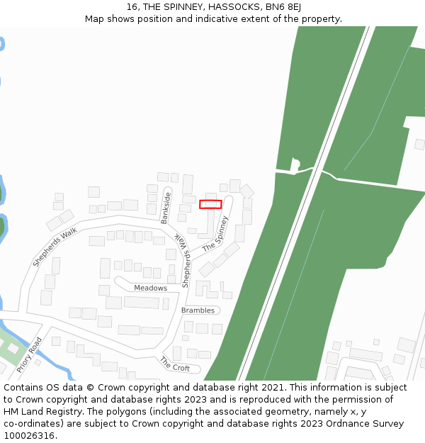 16, THE SPINNEY, HASSOCKS, BN6 8EJ: Location map and indicative extent of plot