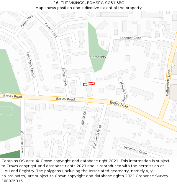 16, THE VIKINGS, ROMSEY, SO51 5RG: Location map and indicative extent of plot