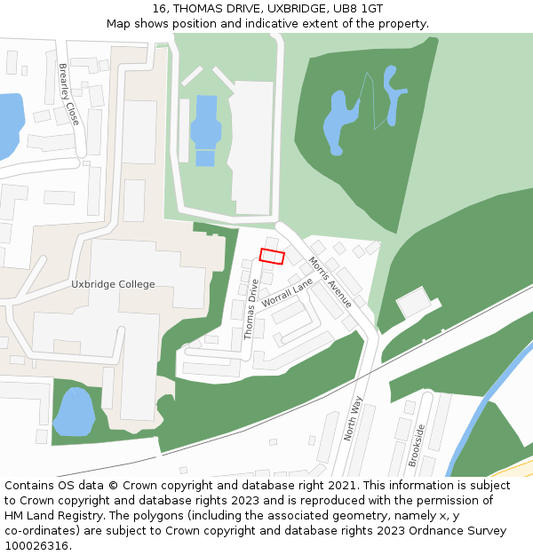 16, THOMAS DRIVE, UXBRIDGE, UB8 1GT: Location map and indicative extent of plot