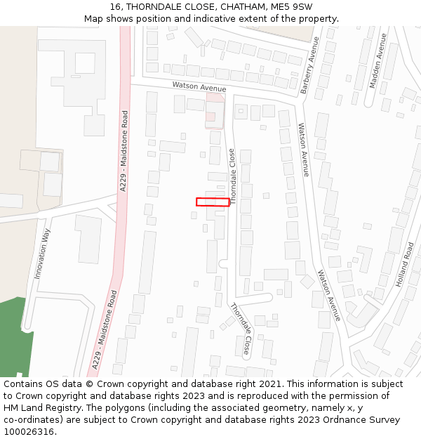 16, THORNDALE CLOSE, CHATHAM, ME5 9SW: Location map and indicative extent of plot