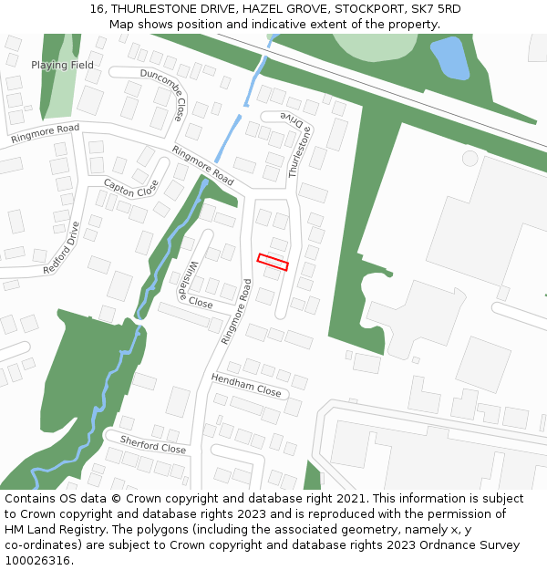 16, THURLESTONE DRIVE, HAZEL GROVE, STOCKPORT, SK7 5RD: Location map and indicative extent of plot