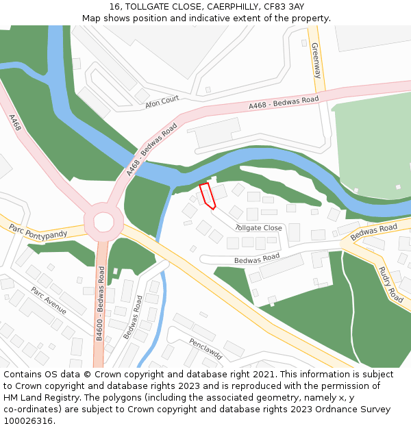 16, TOLLGATE CLOSE, CAERPHILLY, CF83 3AY: Location map and indicative extent of plot