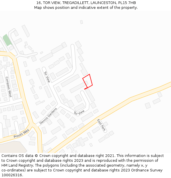 16, TOR VIEW, TREGADILLETT, LAUNCESTON, PL15 7HB: Location map and indicative extent of plot