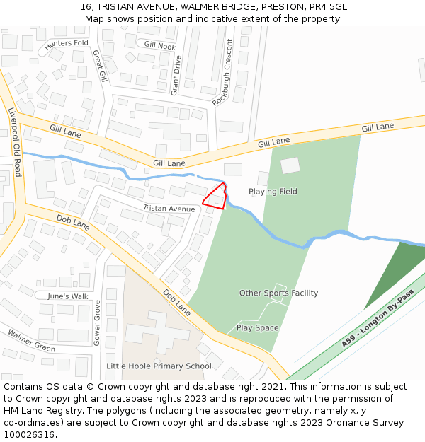16, TRISTAN AVENUE, WALMER BRIDGE, PRESTON, PR4 5GL: Location map and indicative extent of plot