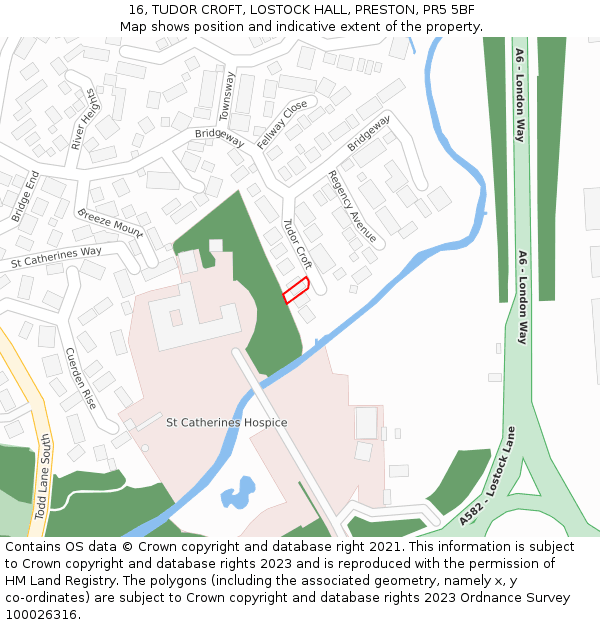 16, TUDOR CROFT, LOSTOCK HALL, PRESTON, PR5 5BF: Location map and indicative extent of plot
