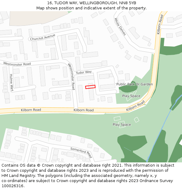 16, TUDOR WAY, WELLINGBOROUGH, NN8 5YB: Location map and indicative extent of plot