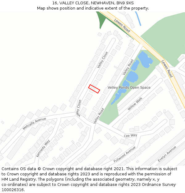 16, VALLEY CLOSE, NEWHAVEN, BN9 9XS: Location map and indicative extent of plot