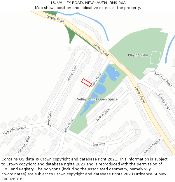 16, VALLEY ROAD, NEWHAVEN, BN9 9XA: Location map and indicative extent of plot