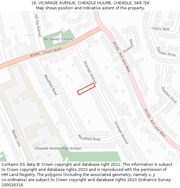 16, VICARAGE AVENUE, CHEADLE HULME, CHEADLE, SK8 7JW: Location map and indicative extent of plot