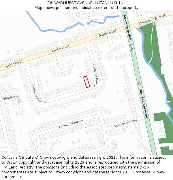 16, WADHURST AVENUE, LUTON, LU3 1UH: Location map and indicative extent of plot
