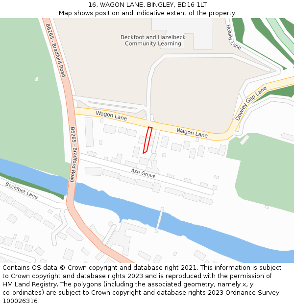 16, WAGON LANE, BINGLEY, BD16 1LT: Location map and indicative extent of plot