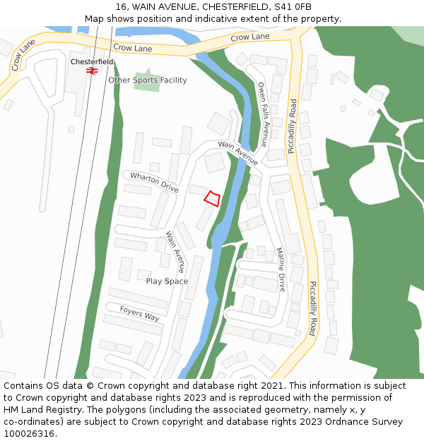 16, WAIN AVENUE, CHESTERFIELD, S41 0FB: Location map and indicative extent of plot