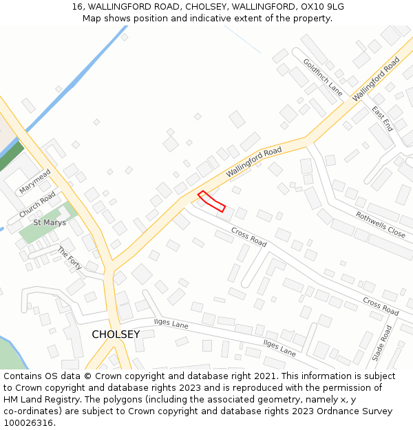 16, WALLINGFORD ROAD, CHOLSEY, WALLINGFORD, OX10 9LG: Location map and indicative extent of plot