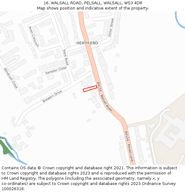 16, WALSALL ROAD, PELSALL, WALSALL, WS3 4DR: Location map and indicative extent of plot