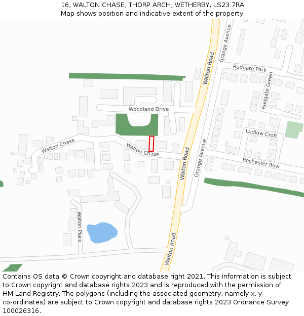 16, WALTON CHASE, THORP ARCH, WETHERBY, LS23 7RA: Location map and indicative extent of plot