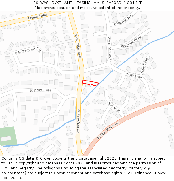 16, WASHDYKE LANE, LEASINGHAM, SLEAFORD, NG34 8LT: Location map and indicative extent of plot