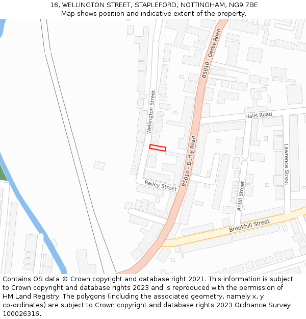 16, WELLINGTON STREET, STAPLEFORD, NOTTINGHAM, NG9 7BE: Location map and indicative extent of plot