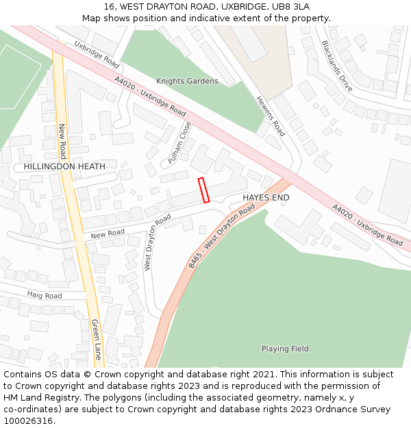 16, WEST DRAYTON ROAD, UXBRIDGE, UB8 3LA: Location map and indicative extent of plot