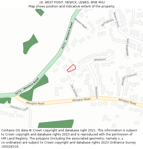 16, WEST POINT, NEWICK, LEWES, BN8 4NU: Location map and indicative extent of plot