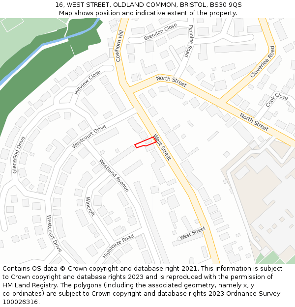 16, WEST STREET, OLDLAND COMMON, BRISTOL, BS30 9QS: Location map and indicative extent of plot