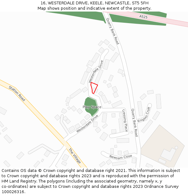 16, WESTERDALE DRIVE, KEELE, NEWCASTLE, ST5 5FH: Location map and indicative extent of plot