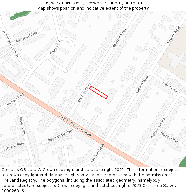 16, WESTERN ROAD, HAYWARDS HEATH, RH16 3LP: Location map and indicative extent of plot