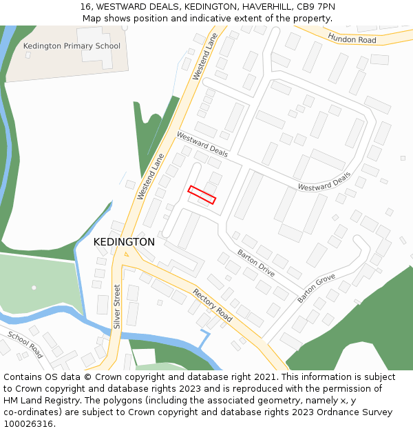 16, WESTWARD DEALS, KEDINGTON, HAVERHILL, CB9 7PN: Location map and indicative extent of plot