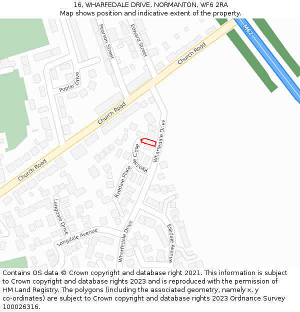 16, WHARFEDALE DRIVE, NORMANTON, WF6 2RA: Location map and indicative extent of plot