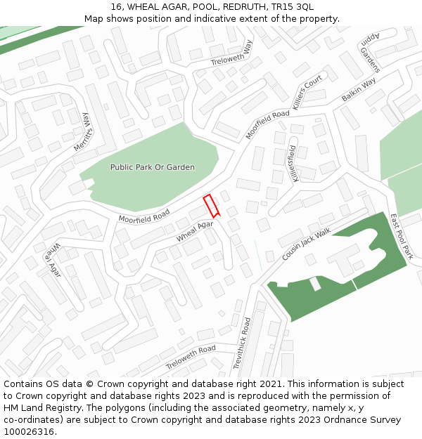 16, WHEAL AGAR, POOL, REDRUTH, TR15 3QL: Location map and indicative extent of plot