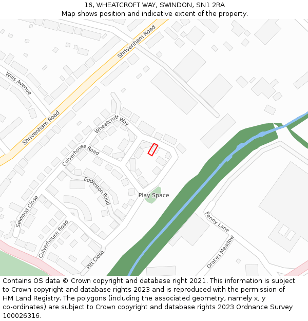 16, WHEATCROFT WAY, SWINDON, SN1 2RA: Location map and indicative extent of plot