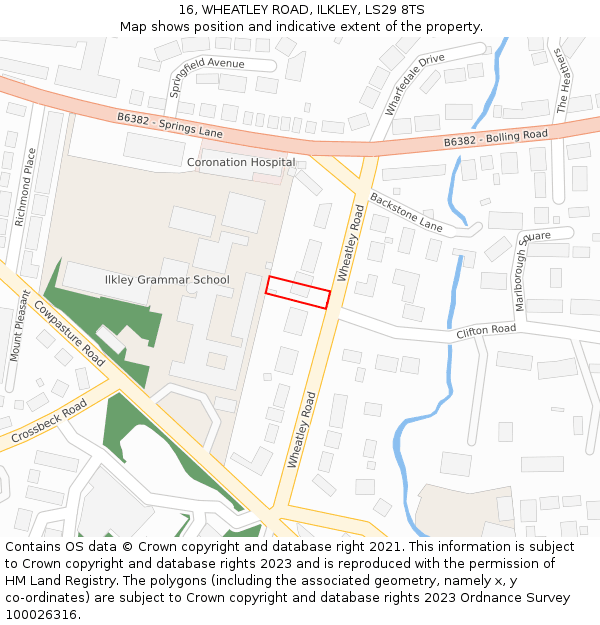 16, WHEATLEY ROAD, ILKLEY, LS29 8TS: Location map and indicative extent of plot