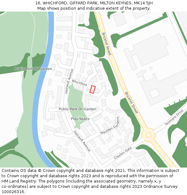 16, WHICHFORD, GIFFARD PARK, MILTON KEYNES, MK14 5JH: Location map and indicative extent of plot