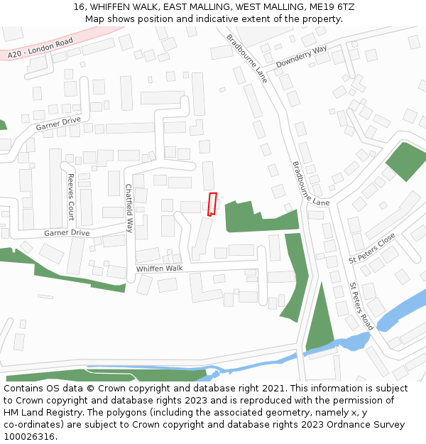 16, WHIFFEN WALK, EAST MALLING, WEST MALLING, ME19 6TZ: Location map and indicative extent of plot