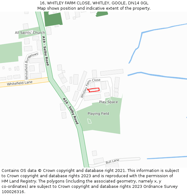 16, WHITLEY FARM CLOSE, WHITLEY, GOOLE, DN14 0GL: Location map and indicative extent of plot
