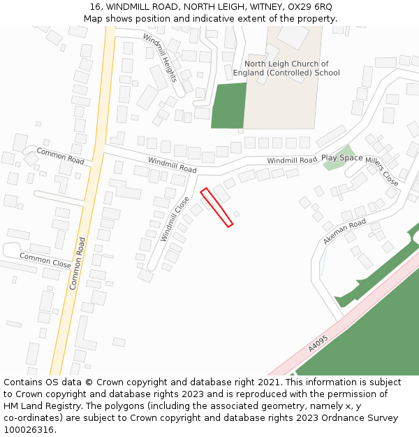 16, WINDMILL ROAD, NORTH LEIGH, WITNEY, OX29 6RQ: Location map and indicative extent of plot