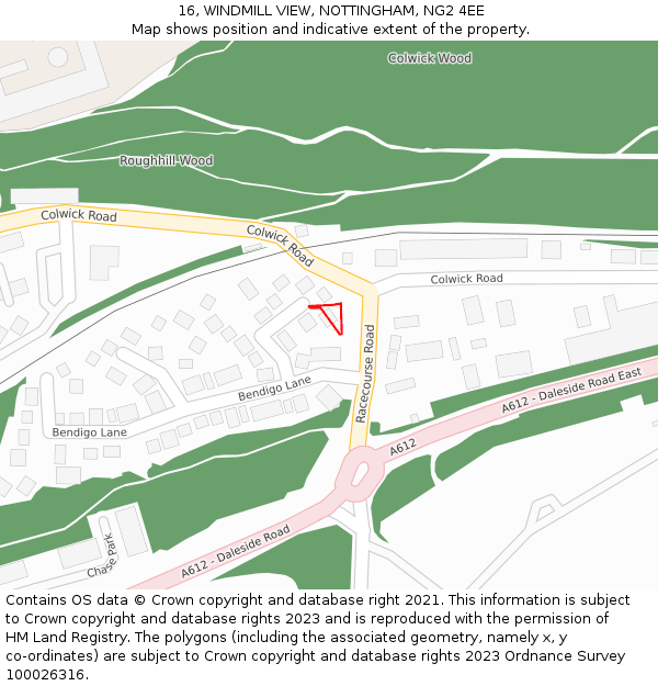 16, WINDMILL VIEW, NOTTINGHAM, NG2 4EE: Location map and indicative extent of plot