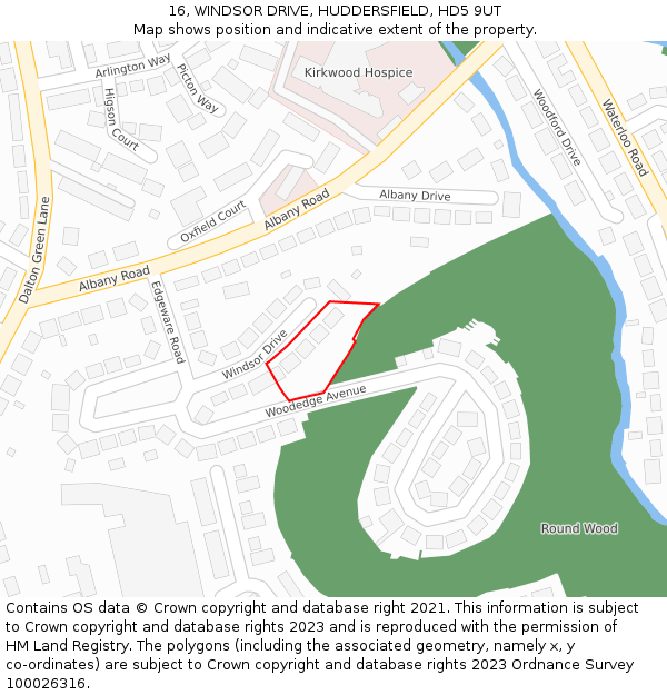 16, WINDSOR DRIVE, HUDDERSFIELD, HD5 9UT: Location map and indicative extent of plot