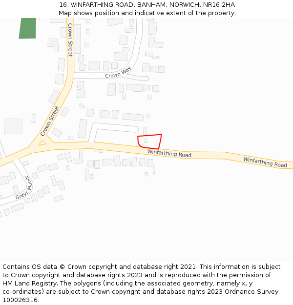 16, WINFARTHING ROAD, BANHAM, NORWICH, NR16 2HA: Location map and indicative extent of plot