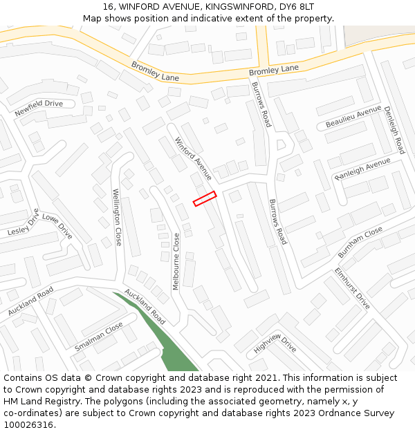 16, WINFORD AVENUE, KINGSWINFORD, DY6 8LT: Location map and indicative extent of plot