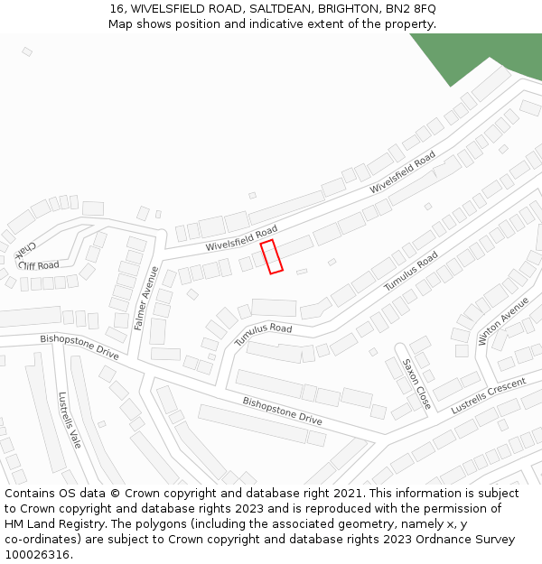 16, WIVELSFIELD ROAD, SALTDEAN, BRIGHTON, BN2 8FQ: Location map and indicative extent of plot