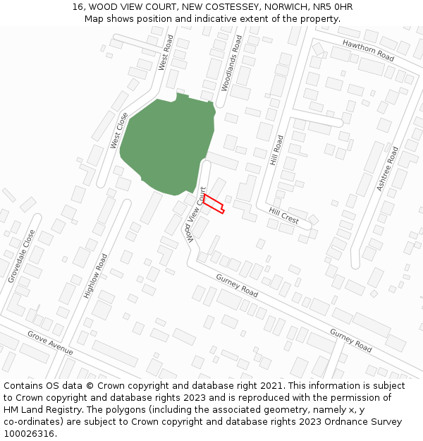 16, WOOD VIEW COURT, NEW COSTESSEY, NORWICH, NR5 0HR: Location map and indicative extent of plot