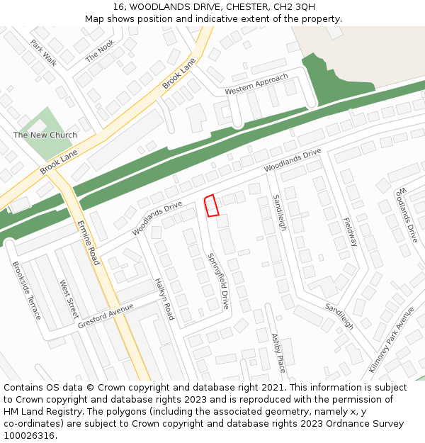 16, WOODLANDS DRIVE, CHESTER, CH2 3QH: Location map and indicative extent of plot