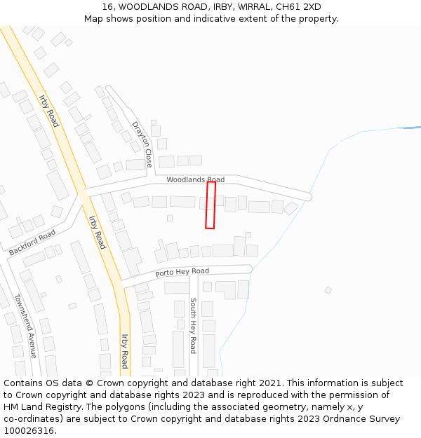 16, WOODLANDS ROAD, IRBY, WIRRAL, CH61 2XD: Location map and indicative extent of plot