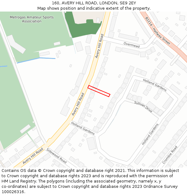 160, AVERY HILL ROAD, LONDON, SE9 2EY: Location map and indicative extent of plot