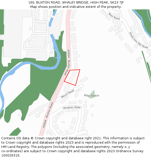 160, BUXTON ROAD, WHALEY BRIDGE, HIGH PEAK, SK23 7JF: Location map and indicative extent of plot